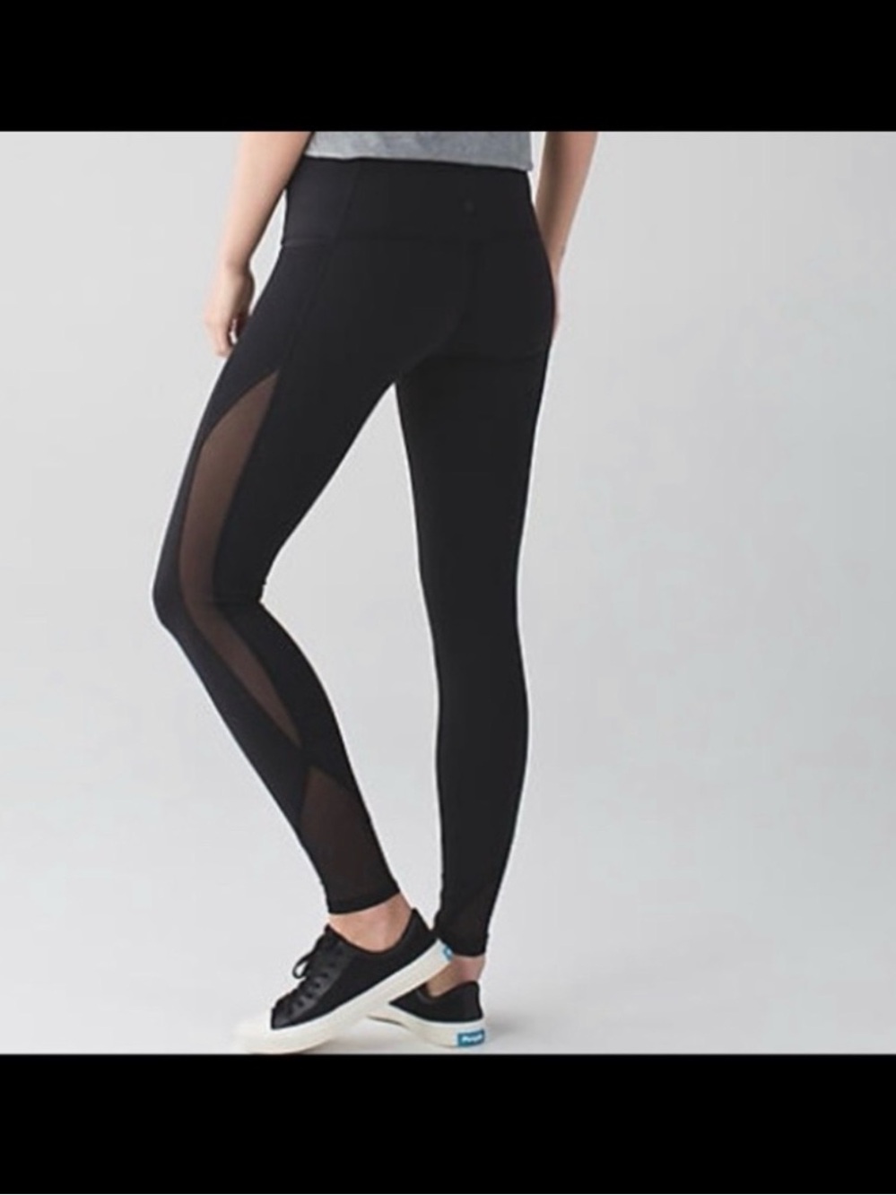 Women's Black Mesh-Insert Leggings